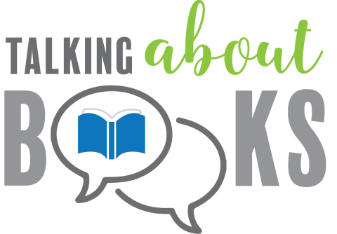 The words "Talking About Books," with word bubbles in place of the letters O in "books"