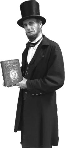 Abraham Lincoln posing with a book