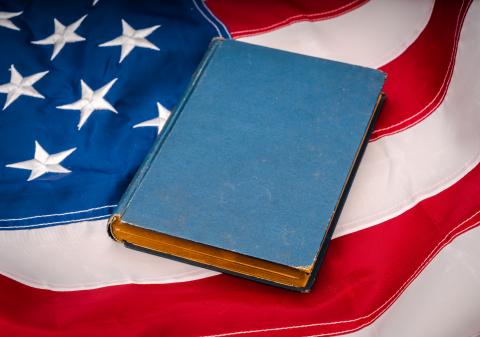 old book on American flag