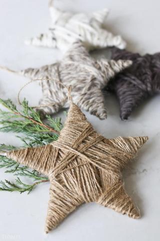yarn-wrapped star ornaments