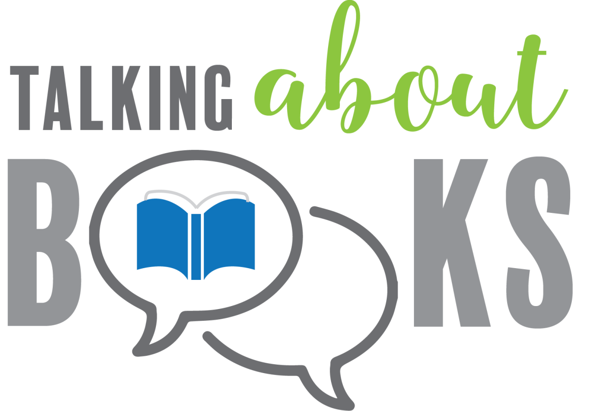 The words "Talking About Books," with word bubbles in place of the letters O in "books"