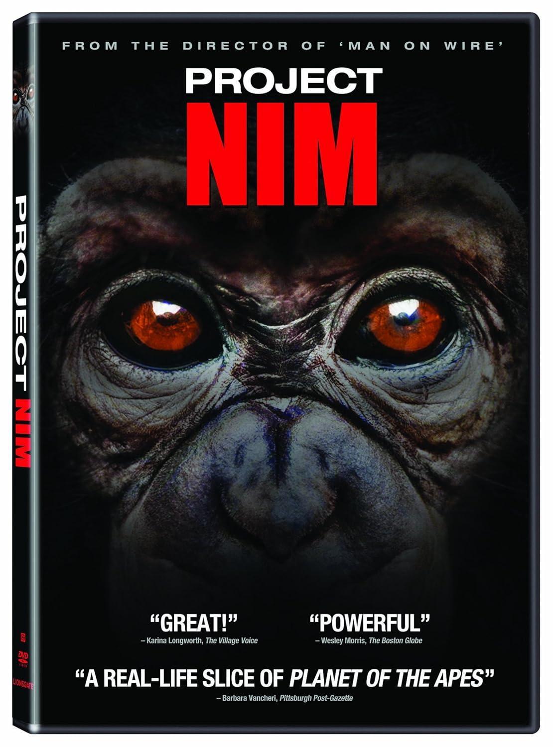 DVD cover for "Project Nim": A close-up of a chimpanzee's face